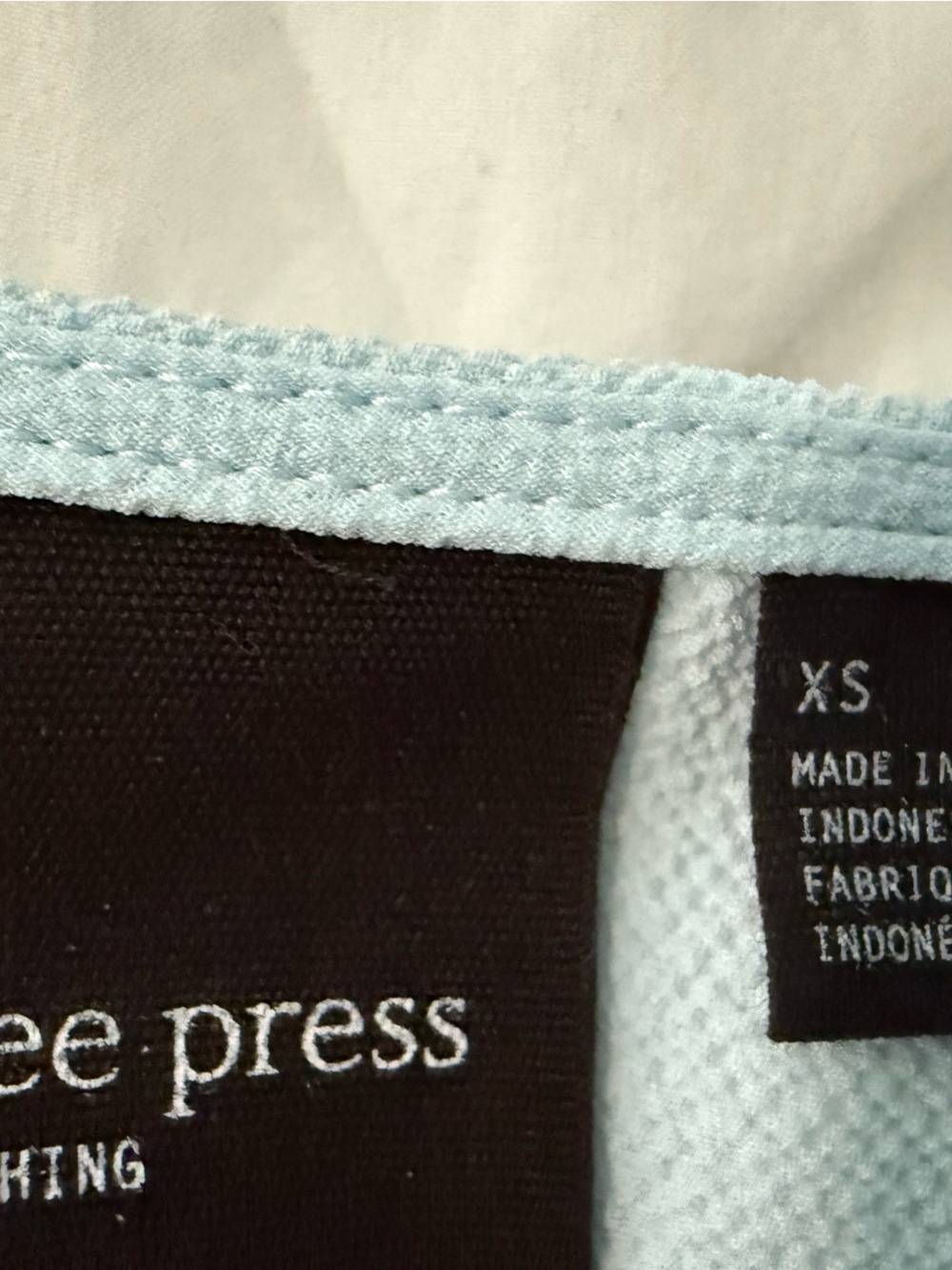 Light Blue Trim White Top with Logo Detail
